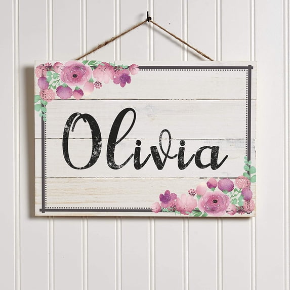 Artblox Wooden Name Sign & Flowers | Personalized Signs | Custom Sign Wood Plaque | Baby Sign Gifts for Baby Girl Nursery Decor Decorations for Girls Bedroom