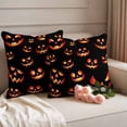 thumbnail image 2 of Black Orange Halloween Outdoor Waterproof Pillow Covers, Pumpkins Botanical Decorative Square Throw Pillowcase Sofa Cushion Sham for Patio/Couch/Chair, 18"x18" 2 Pack, 2 of 8