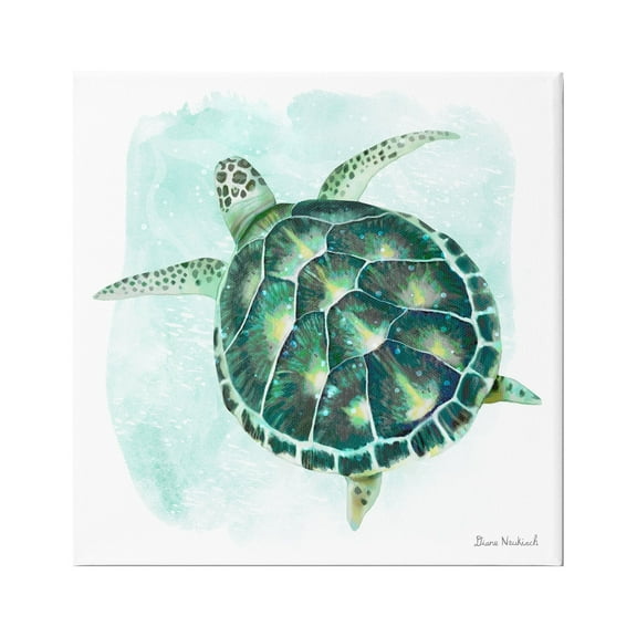 Stupell Industries Green Speckled Sea Turtle Swimming Ocean Water Painting Gallery Wrapped Canvas Print Wall Art, Design by Diane Neukirch