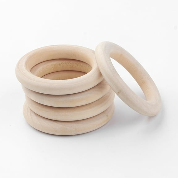 Unfinished Wood Linking Rings Natural Macrame Wooden Rings Ring PapayaWhip 49~50x8mm Hole: 33~34mm