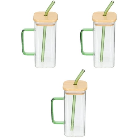 Set of 3 Glass Coffee Mugs Vasos Con Tapas Para Bebidas Clear Tea Cups Water