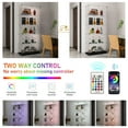 thumbnail image 4 of MAYEERTY 5 Tiers Glass Display Cabinet with Bluetooth LED Light Strips, Wine Storage Cabinet, Lock on Door, Tempered Glass Top, with Universal Wheels, Black, 4 of 11