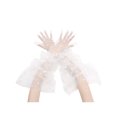 thumbnail image 1 of Guantes de encaje extra largos para mujer Inspire Chic, con puños acampanados, de dedos completos, transparentes con lunares, talla única, lunares grandes blancos, 1 of 6