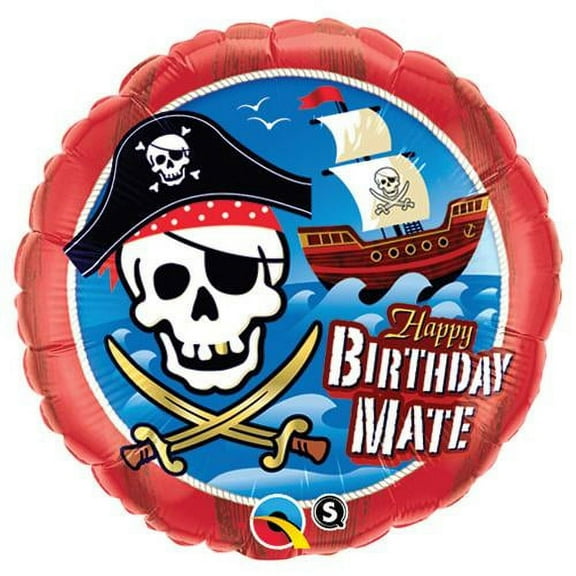 LOONBALLOON Birthday-for-him-Balloons, 18″ BIRTHDAY MATE PIRATE SHIP