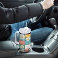 thumbnail image 4 of Yayeee 30oz Stainless Steel Tumbler with Straw and Handle Double-Wall Insulated Travel Water Bottle, Daisy Mosaic, 4 of 8