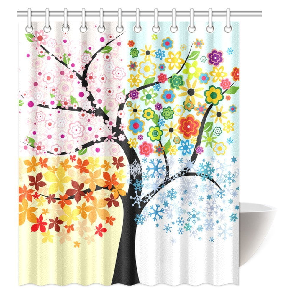 Gckg Colorful Tree Four Seasons Decor Shower Curtain Art