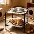 thumbnail image 6 of huayou Avocado Cartoon Print Double Tier Raised Pet Bed, Skin Friendly Washable Replacement Cover, Decoration, for Under 10kg Cat Dog Indoor Floor, 19.69x19.69x17.71 inch, Light Khaki, 6 of 6