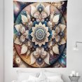 thumbnail image 3 of Ambesonne Mandala Tapestry Twin Size, Dreamy Astral Floral Boho, 68"x88", Eggshell Sea Blue Indigo, 3 of 3