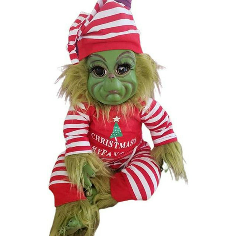 Christmas Grinch Stuffed Plush Elf Doll Gift Kids Birthday Green Monster House Decorations, Adult Unisex, Size: 40, #1