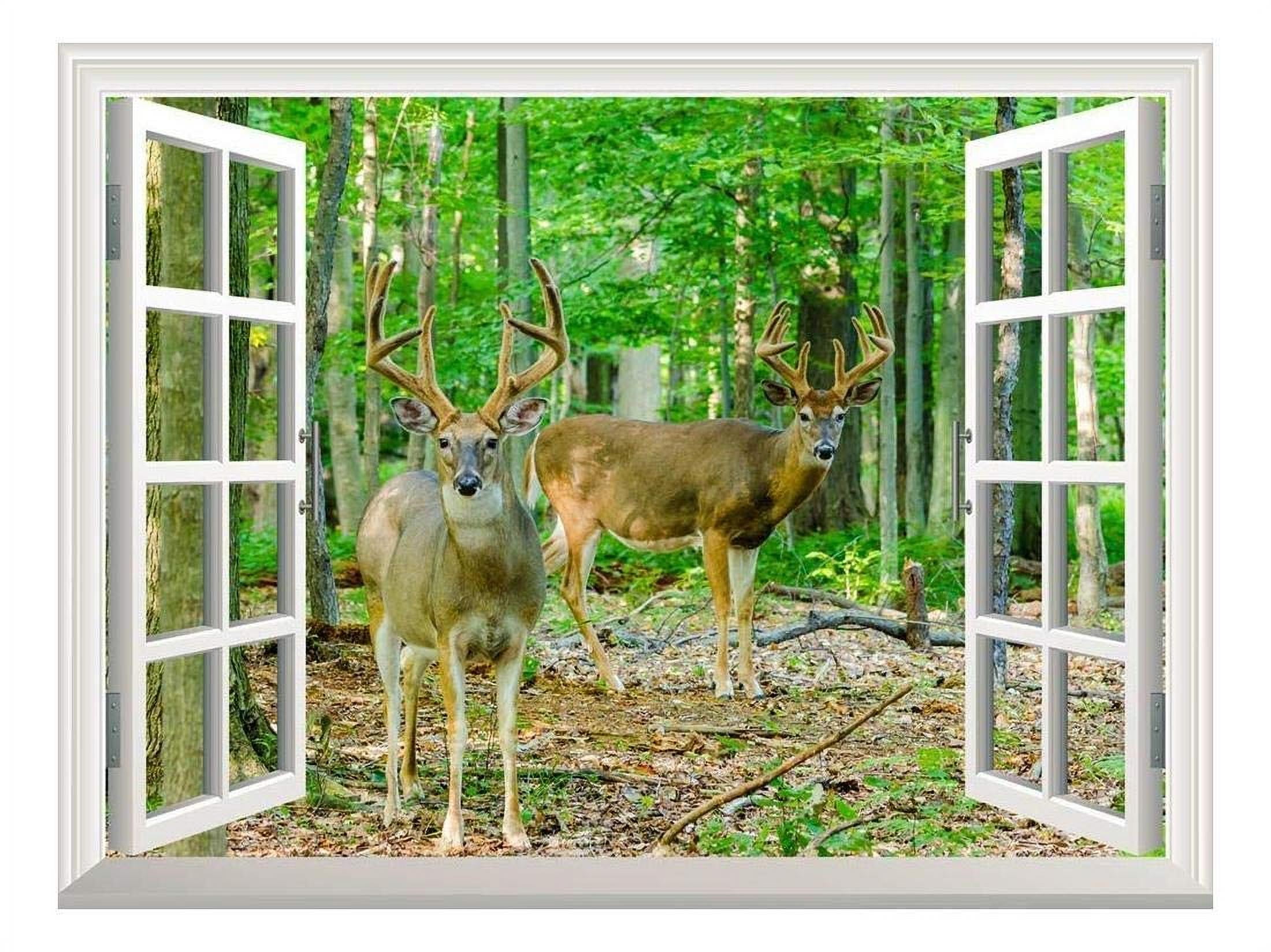 Forest Deer Wall Stickers 3D Wall Decals Poster Mural Living Room Home Deco UV 
