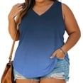 thumbnail image 2 of StSilkitty Plus Size Tank Tops for Womens Gradient Color Loose V Neck Blouses Summer Beach Lightweight Soft Shirts, 2 of 7