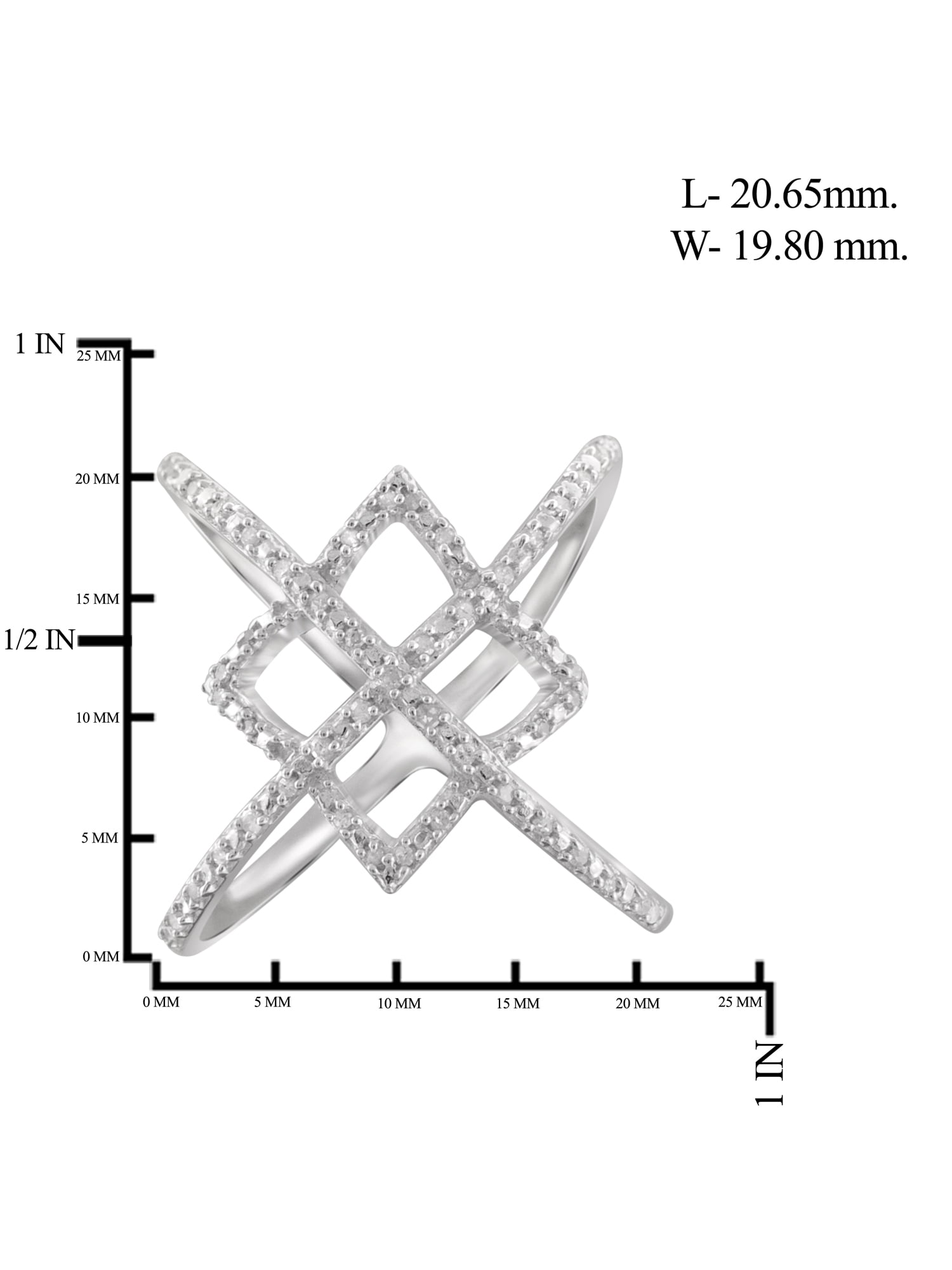 JewelersClub Sterling Silver Criss Cross Ring – 0.15 Carat White Diamond Ring with .925 Sterling Silver X Ring – Real Diamond Criscross Ring with Hypoallergenic Sterling Silver Ring Band