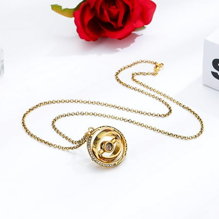 

Astronomical Sphere Necklace Alloy Pendant with Projection I love you in 100 Languages Gift for Women Valentine(Gold)
