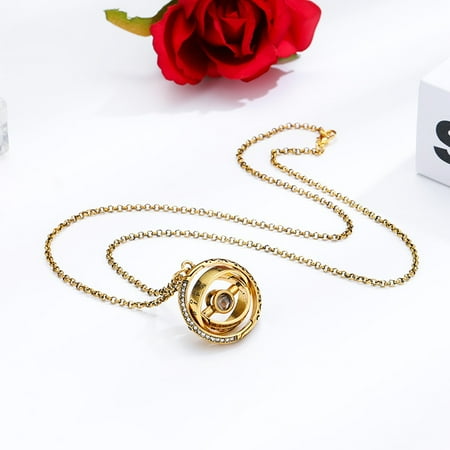 

Astronomical Sphere Necklace Alloy Pendant with Projection I love you in 100 Languages Gift for Women Valentine(Gold)