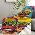 thumbnail image 2 of Burger Art Blanket, Colorful Food-Themed Fleece Throw with Vibrant Hamburger Design, Soft Cozy Lightweight Blanket, for Food Lovers, 40x50 in,Decor, 2 of 5