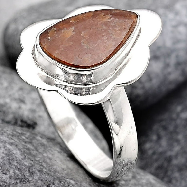 Desiregem Sutured Ammonite - Madagascar 925 Sterling Silver Adult Women Ring  s.8 Jewelry SDR100142 