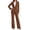 Coffee, variant on Jane Wardrobe Women's 2 Piece Business Suit Set Long Sleeve Notched Lapel Blazer & Straight Leg Pants for Office Wear, 1 Blazer + 1 Pants, S-XXXL