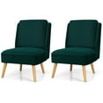 thumbnail image 2 of Gymax 2PCS Velvet Accent Chair Single Sofa Leisure Chair with Wood Frame Green, 2 of 10