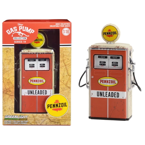 1954 Tokheim 350 Twin Gas Pump Orange and Beige (Weathered) "Vintage Gas Pumps"  1/18 Diecast Replica by Greenlight
