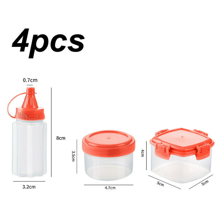 4pcs Plastic Seasoning Container Mini Salad Dressing Container