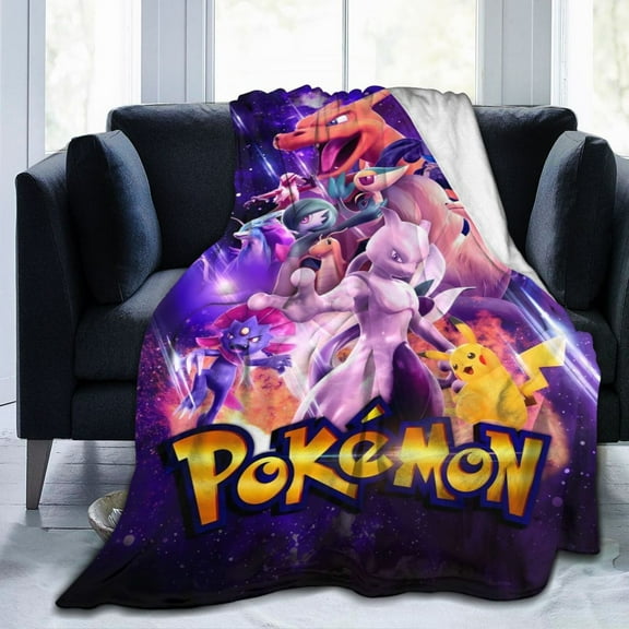 Pokemon Blanket Flannel Fleece Blanket Ultra Soft Lightweight Throw Blanket for Bed Couch Living Room 80''X60''
