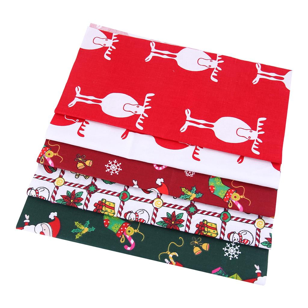 AMLESO 25x25cm Christmas Cotton Fabric Dress Table Cloth Craft Sewing DIY Material 5Pcs