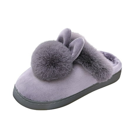

Slippers for Women Women S Indoor Winter Home Rabbit Comfort Shoe Furry Ears Footwear Slippers Soft Women S Slipper Womens Slippers Pu Grey 40-41