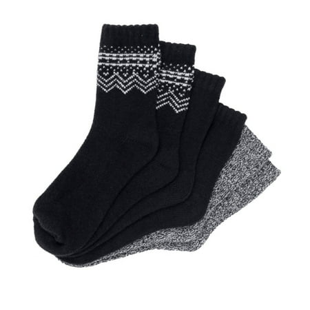 H HALSTON Women's 3-Pk Fair Isle Ultra Soft Knit Socks (Black)