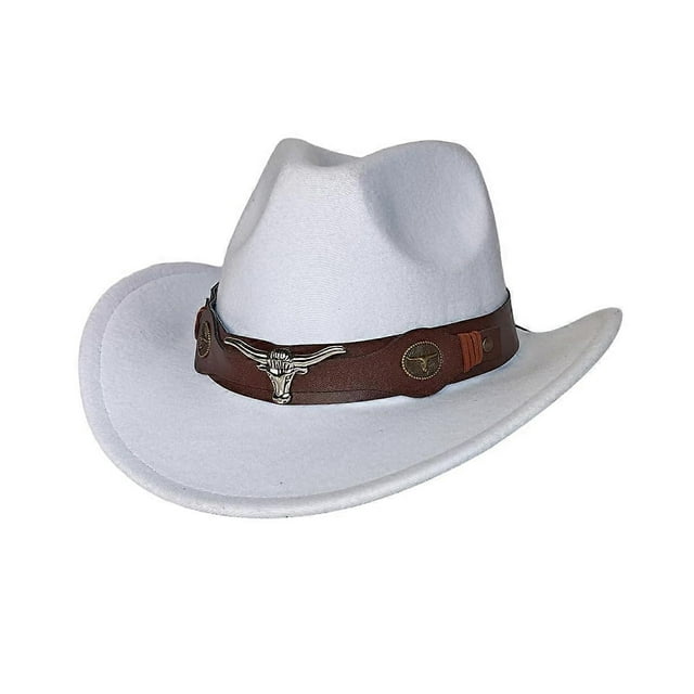 Classic Western Cowboy Cap - Unisex Wide Brim Fedora Cowgirl Hat with Adjustable Belt, Durable Material, Perfect for Outdoor Wear