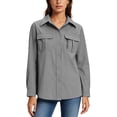 thumbnail image 3 of Upf 50 Sun Protection Women's Long Sleeve Shirts Outdoor Fast Dry Fishing Hiking Travel Tops Lightweight Breathable Rash Guard for Summer | CSEONE,Gray L, 3 of 9