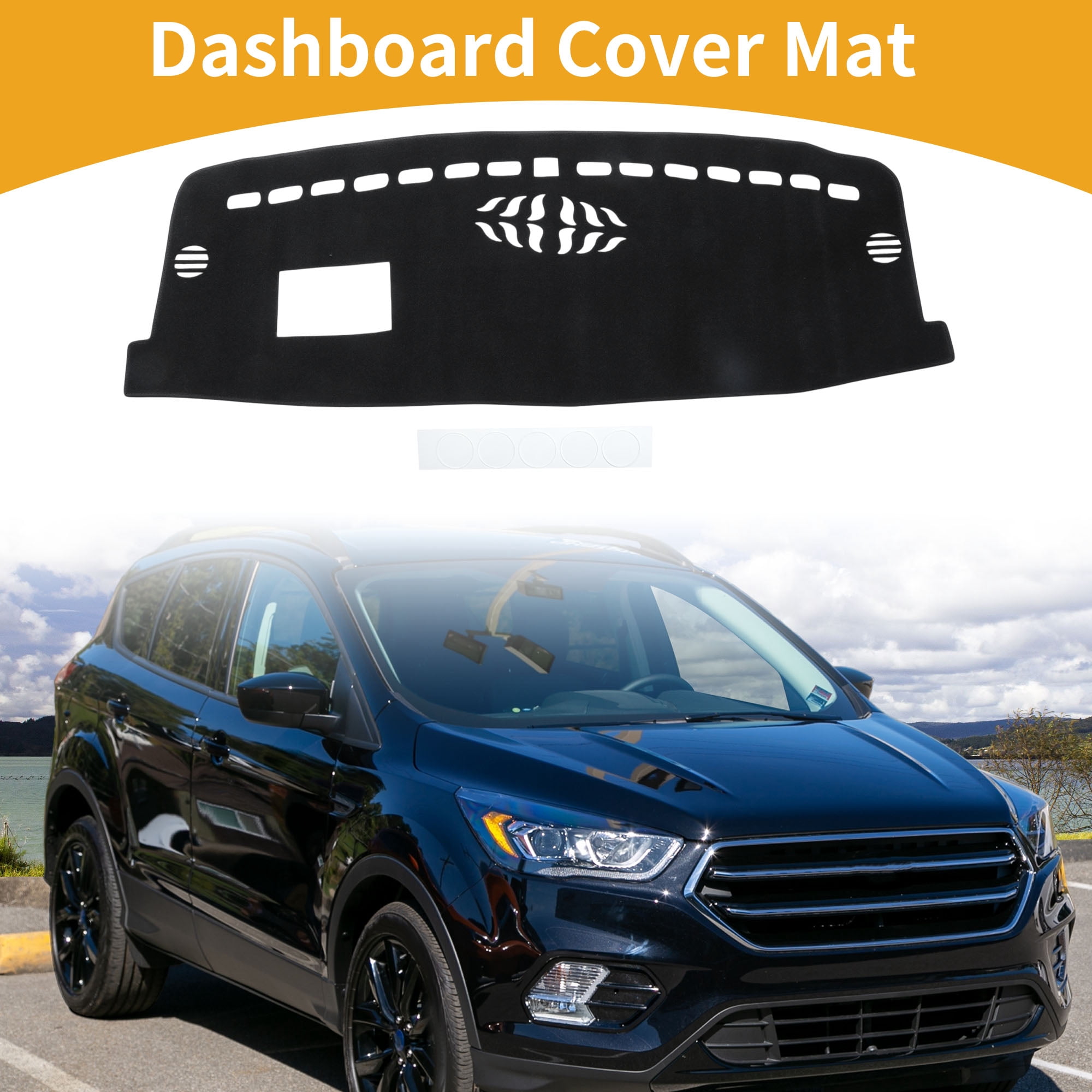 Unique Bargains Dashboard Cover Anti-Slip Dash Cover Mat Carpet for Ford ESCAPE 2020-2025 Hud Polyester Black