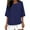 Navy, variant on Inleife Womens Plus Size Tops Women's Solid Color Crew Neck Shirt 3/4 Sleeve Casual Top