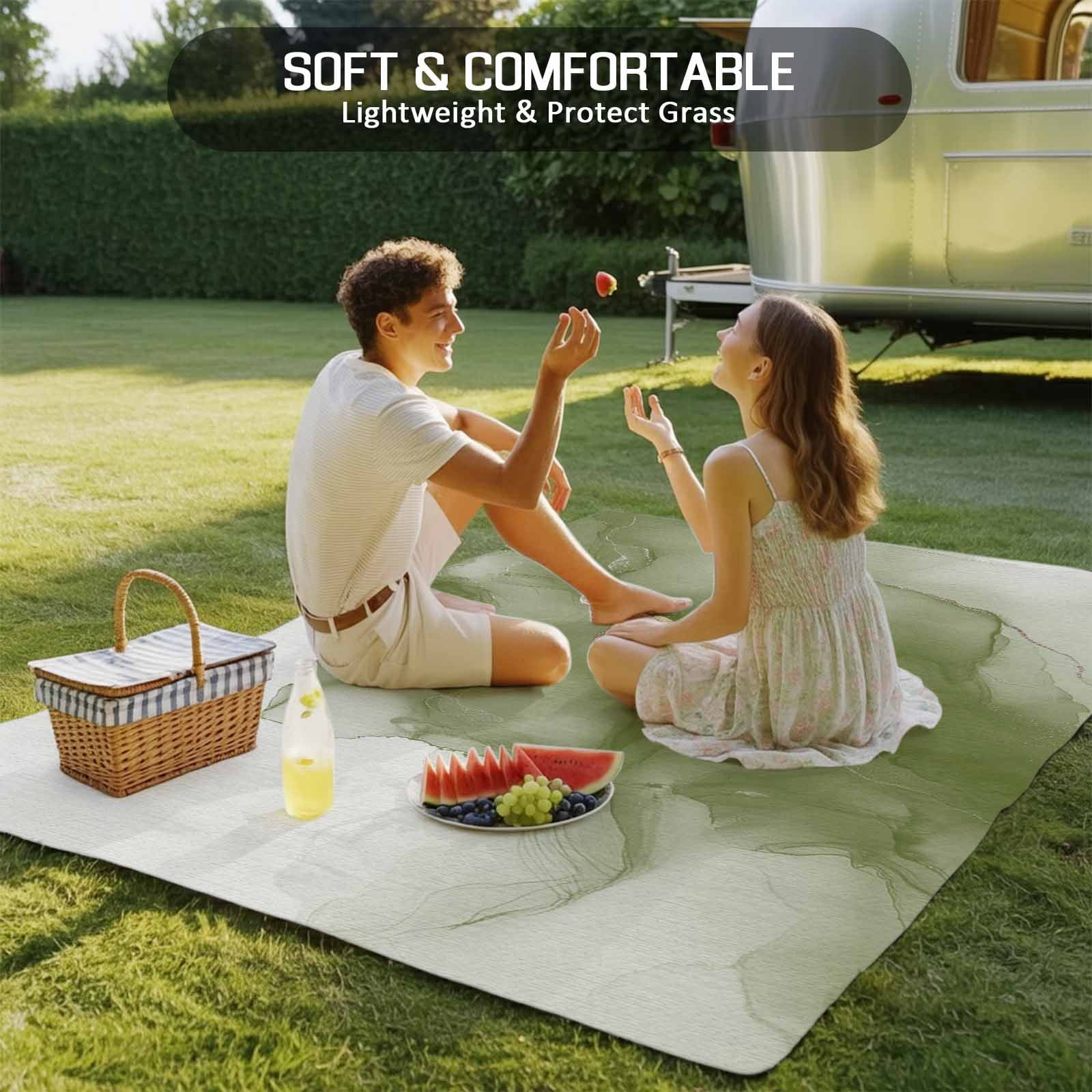 Outdoor Rug 5x8ft Abstract Ombre Sage Green Marble Large Area Rug White Modern Art Indoor Outdoor Carpet Outdoor Rugs Mats for Patio Camping,RV,Front Door, Outside Decor