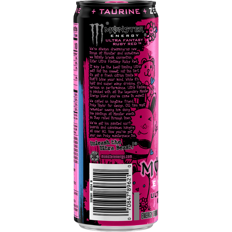 Monster Ultra Fantasy Ruby Red, Sugar Free Energy Drink, 12