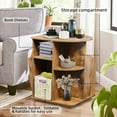 thumbnail image 6 of TooCust Rotating End Table with Storage, Rotating Side Table Living Room, Side Table with Magazine Holder, Basket and Cabinet, Sofa Side Farmhouse End Tables with Open Shelf (Rustic Brown), 6 of 10