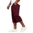 thumbnail image 4 of Sewkxo Men's Cargo Pants Fashion 2026 Elastic Waist Drawstring Straight Leg 3/4 Length Tracktrouser Summer Casual Baggy Fit Work Trouser with Pockets,Wine M, 4 of 7