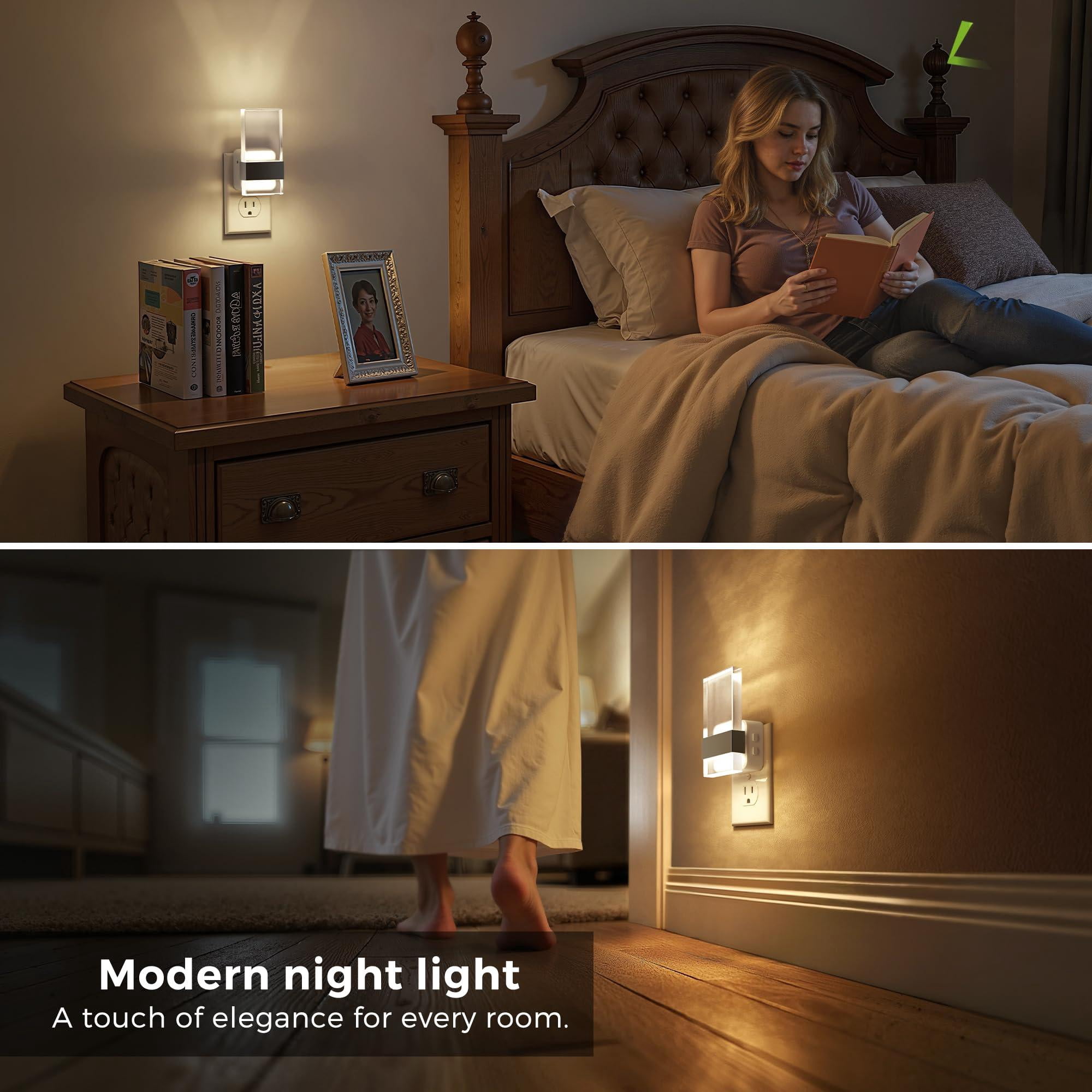 Night Light  2 Pack Adjustable Color Temperature Lights Plug Into Wall 2000k/3000k/5000k 3cct Nightlight Dusk To Dawn Sensor Dimmable Nightlights For Bathroom Hallway Gift