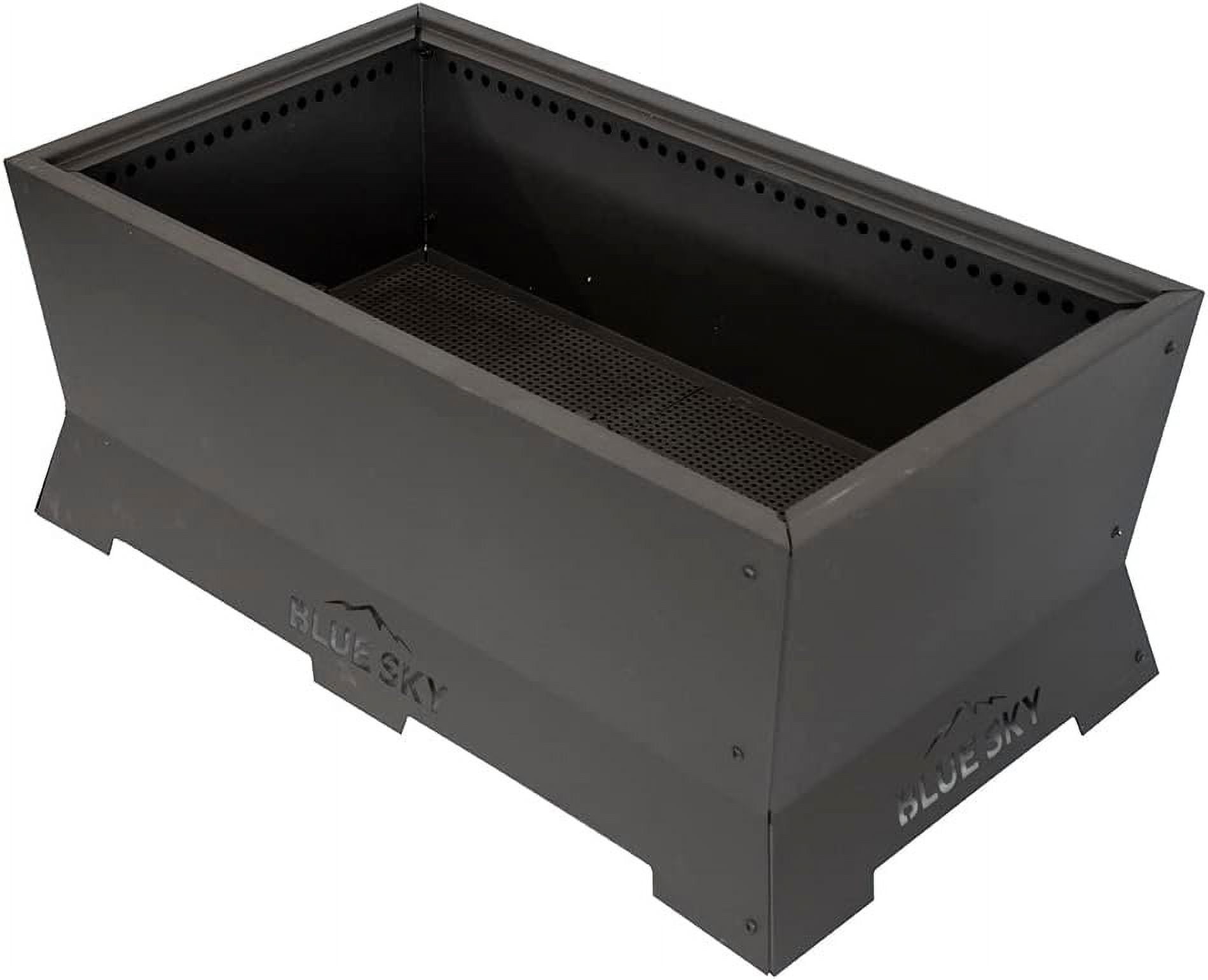 Blue Sky Outdoor Living Rectangle Peak Smokeless Patio Fire Pit, Dual Lift-Out Ash Catches, Black