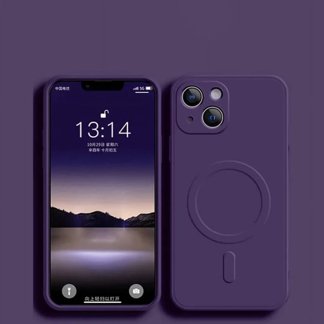 Magnetic Wireless Charge Liquid Silicone Case for iPhone 15 11 12 13 14 16 Pro Max Plus Mini XR XS Max Shockproof Magsafe Cover DarkPurple For iphone11Pro