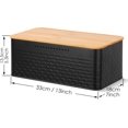 thumbnail image 2 of Bread Box, Metal Bread Storage Container with Bamboo Lid Usable as Cutting Board, Breadbox Holder for Kitchen Countertop, 13 x 7 x 5.3 inch (Black), 2 of 3