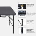 thumbnail image 3 of Folding Table, 4ft Indoor Outdoor Foldable Table, Heavy Duty Portable Folding Tables Plastic Dining Table for Picnic, Party, Camping, Black, 3 of 6