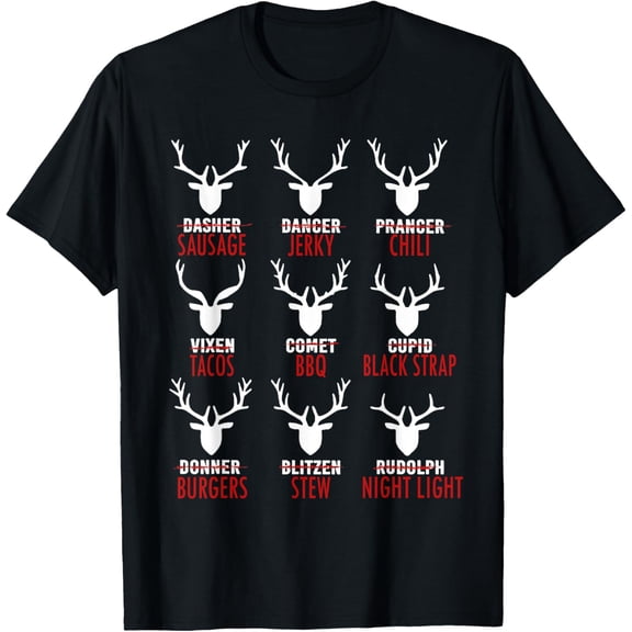 Deer Sausage Jerky Chili Tacos Bbq T-ShirtMen and women, White Black T-shirt, size: Extra large S-457XL