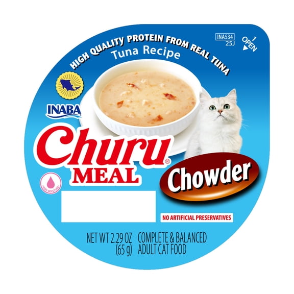 INABA Churu Meal Chowder Adult Wet Cat Food, 2.29 oz cup, 1-count, Tuna Recipe