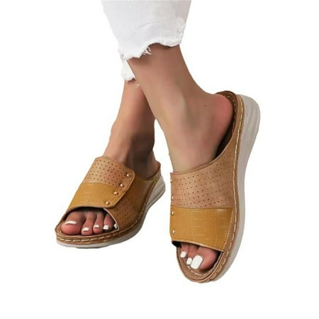 

Tawop Comfortable Walking Shoes Women Slippers Platform Thick Bottom Slope Heel Slippers for Women Outdoor Sole