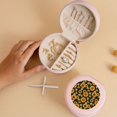 thumbnail image 5 of Yiaed Sunflowers And Bww Print Travel Jewelry Case Bridesmaid Gift Boxes Jewelry Travel Organizer Small Round Jewelry Box Mini Storage-Pink, 5 of 7