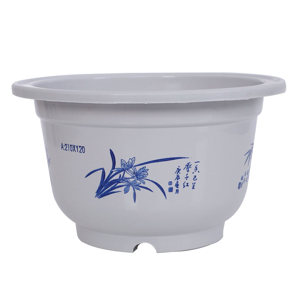 Unique Bargains 7.2" 3.9" 4.3" Round White Plastic Plant Pot