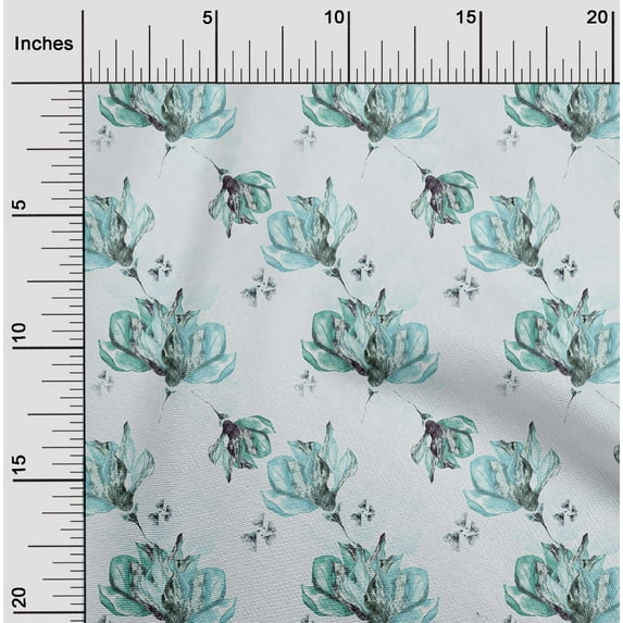 oneOone Cotton Poplin Baby Blue Fabric Florals Sewing Fabric By The Yard Printed Diy Clothing Sewing Supplies 42 Inch Wide-5Z6