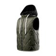 thumbnail image 5 of Jackets for Men, Men's Solid Hooded Full Zip Quilted Puffer Vest, Drawstring Hood Warm Sleeveless Jacket for Outdoor Walking, 5 of 7