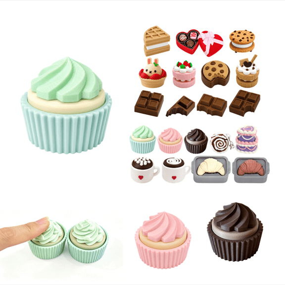 3D Printed Cupcake Fidget Keychain, Mechanical Keyboard Clicker Toy, Stress Relief Anxiety Toy for Adults Office Travel