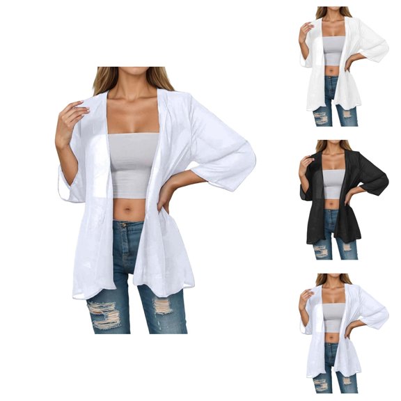 Women's Lightweight Chiffon Cardigan Casual Beach Cover Up Summer Spring Basic Open Front Knit Sweater For Daily Wear And Vacation Cardigan Sweaters for Women